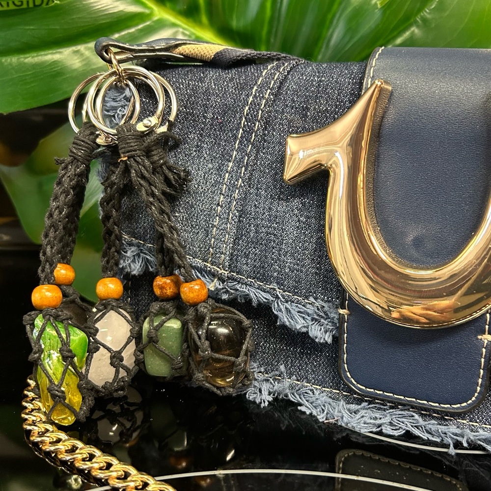 CUSTOM BAG CHARMS👜interchangeable crystal macrame keychain pendant OR bag charm